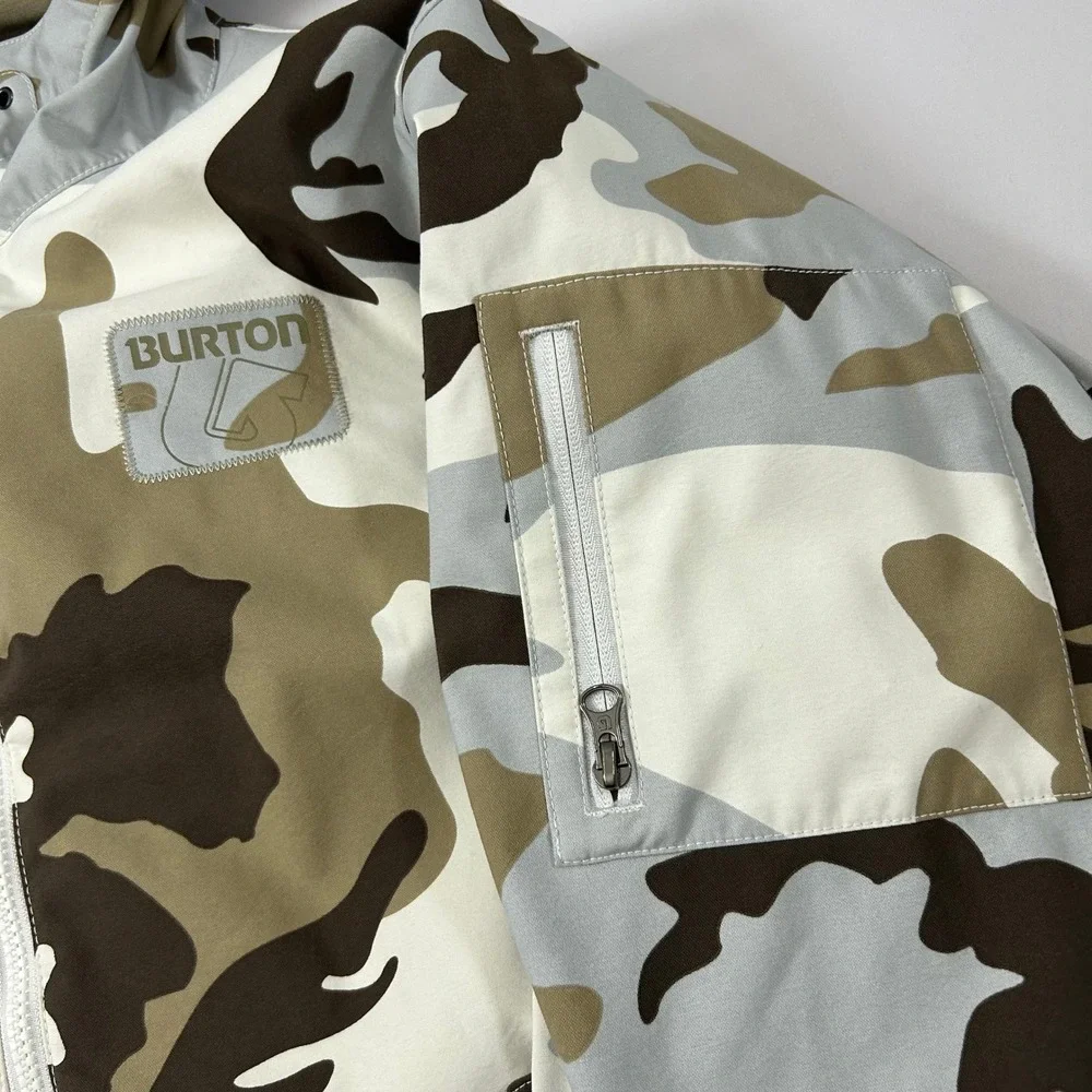 Burton Jacket Mens Small Camo Down‎ Insulated Hooded Snowboard Skiing Outdoors